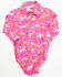 Image #1 - Cowgirl Hardware Infant Girls' Horse and Floral Print Long Sleeve Snap Onesie, Pink, hi-res
