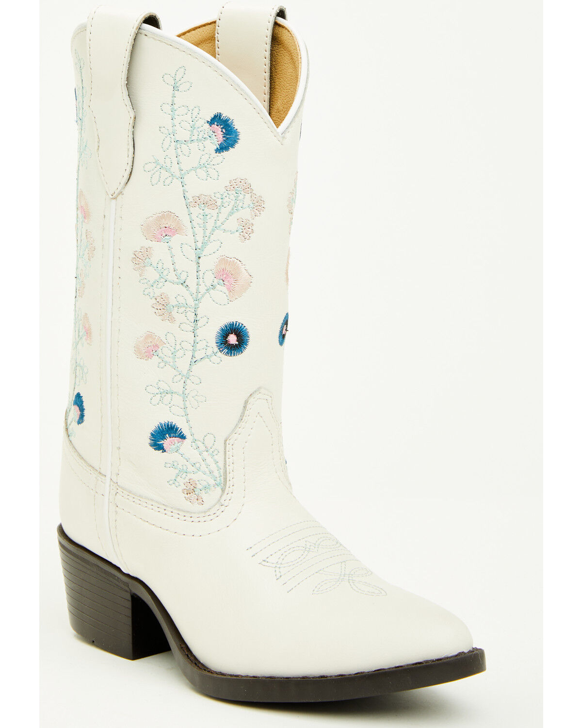 Image #1 - Shyanne Girls' Fleur Western Boots - Round Toe, White, hi-res