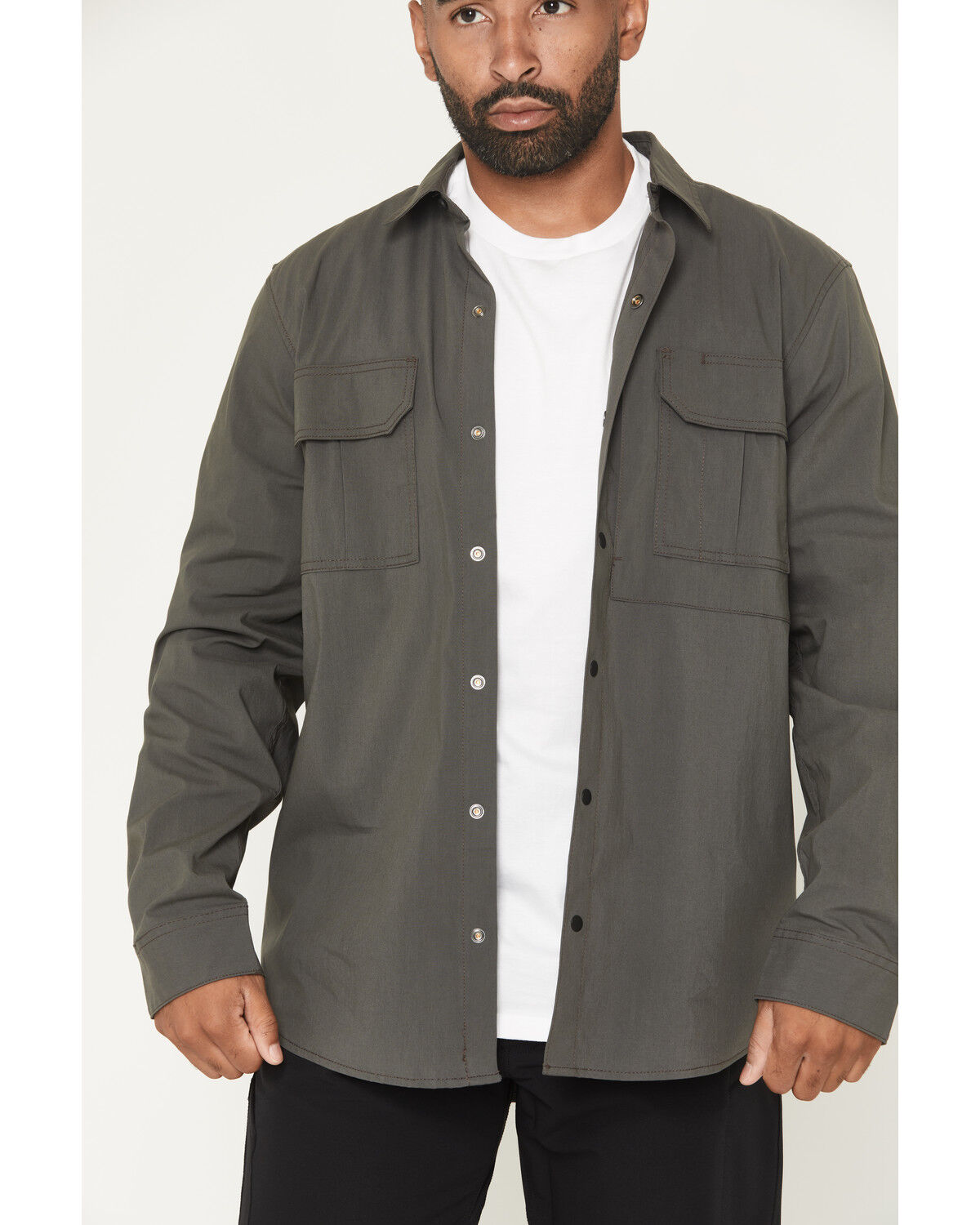 Image #3 - Dickies Men's Tradebuilt Utility Long Sleeve Snap Stretch Work Shirt, Slate, hi-res
