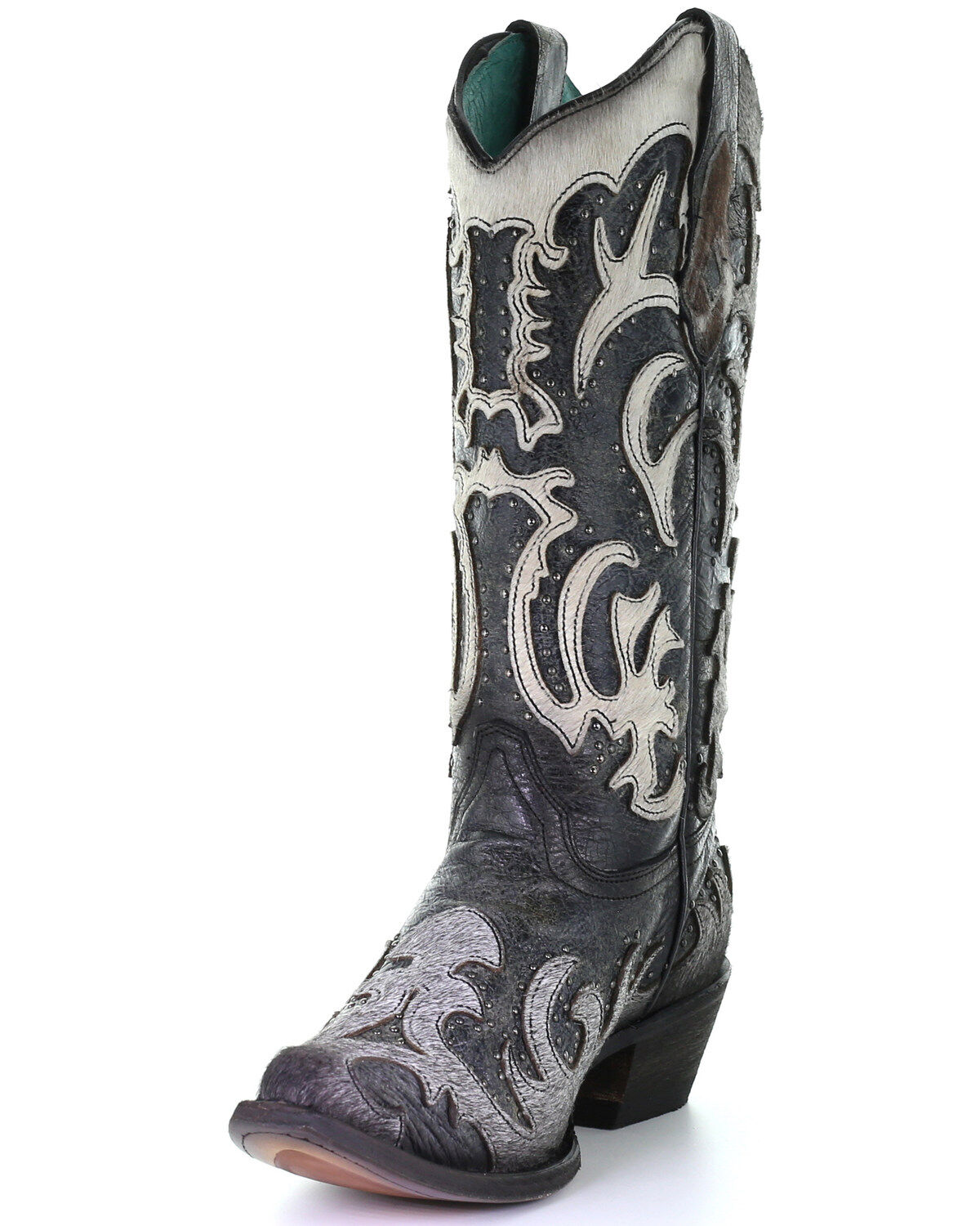 Image #6 - Corral Women's Gray Fur Overlay Western Boots - Snip Toe, , hi-res