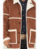 Image #3 - Wrangler Men's Faux Suede Sherpa Lined Button Down Jacket, Camel, hi-res