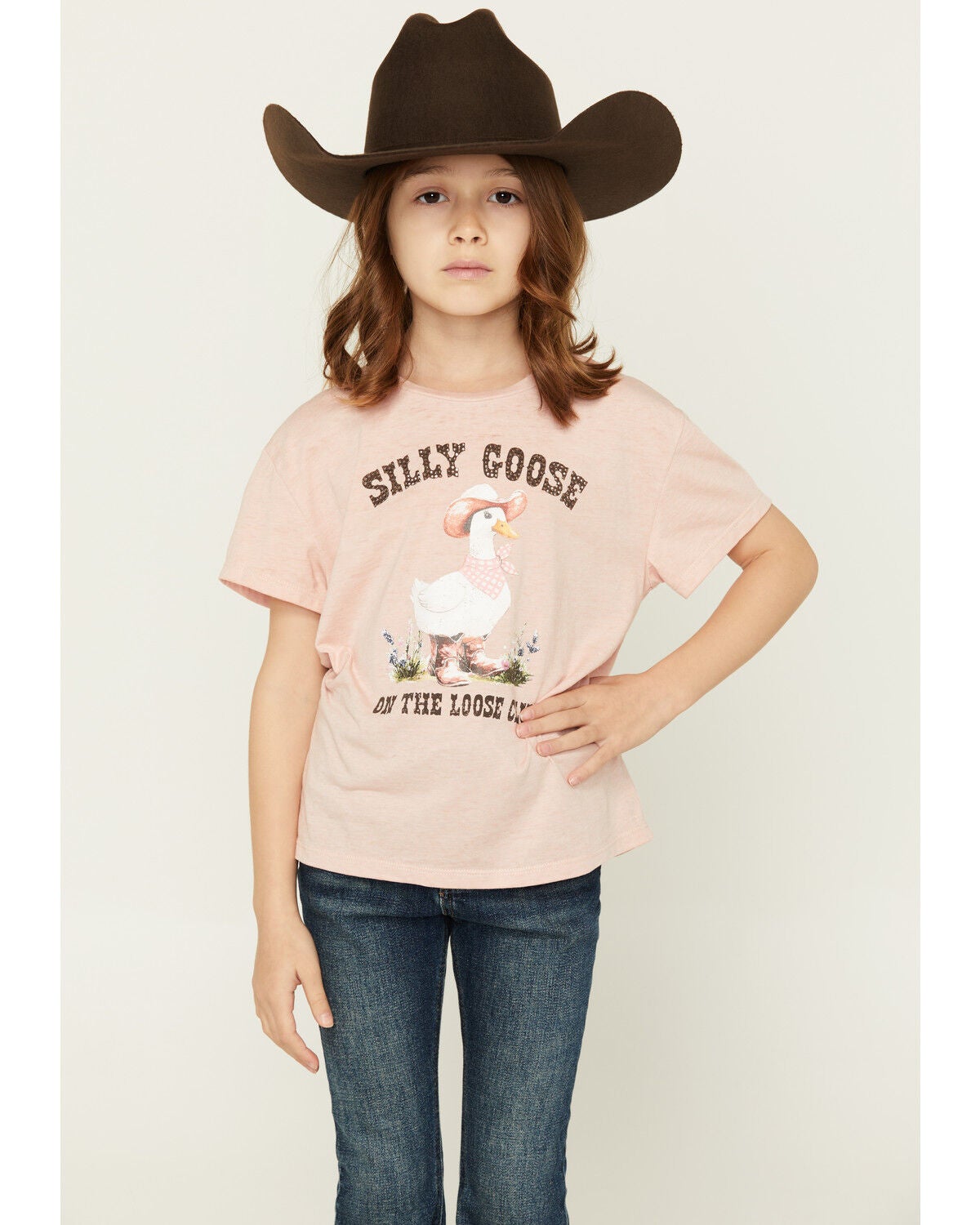 Buttercup Girls' Silly Goose on the Loose Short Sleeve Graphic Tee, Pink, hi-res