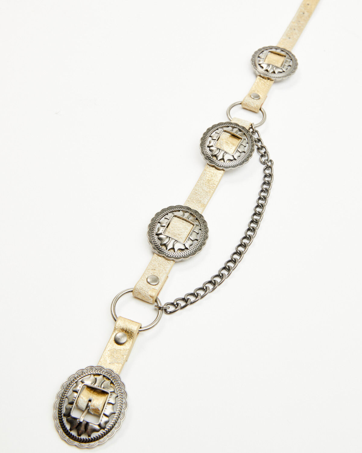 Image #3 - Shyanne Women's Hair-On Leather and Concho Boot Bracelet, White, hi-res