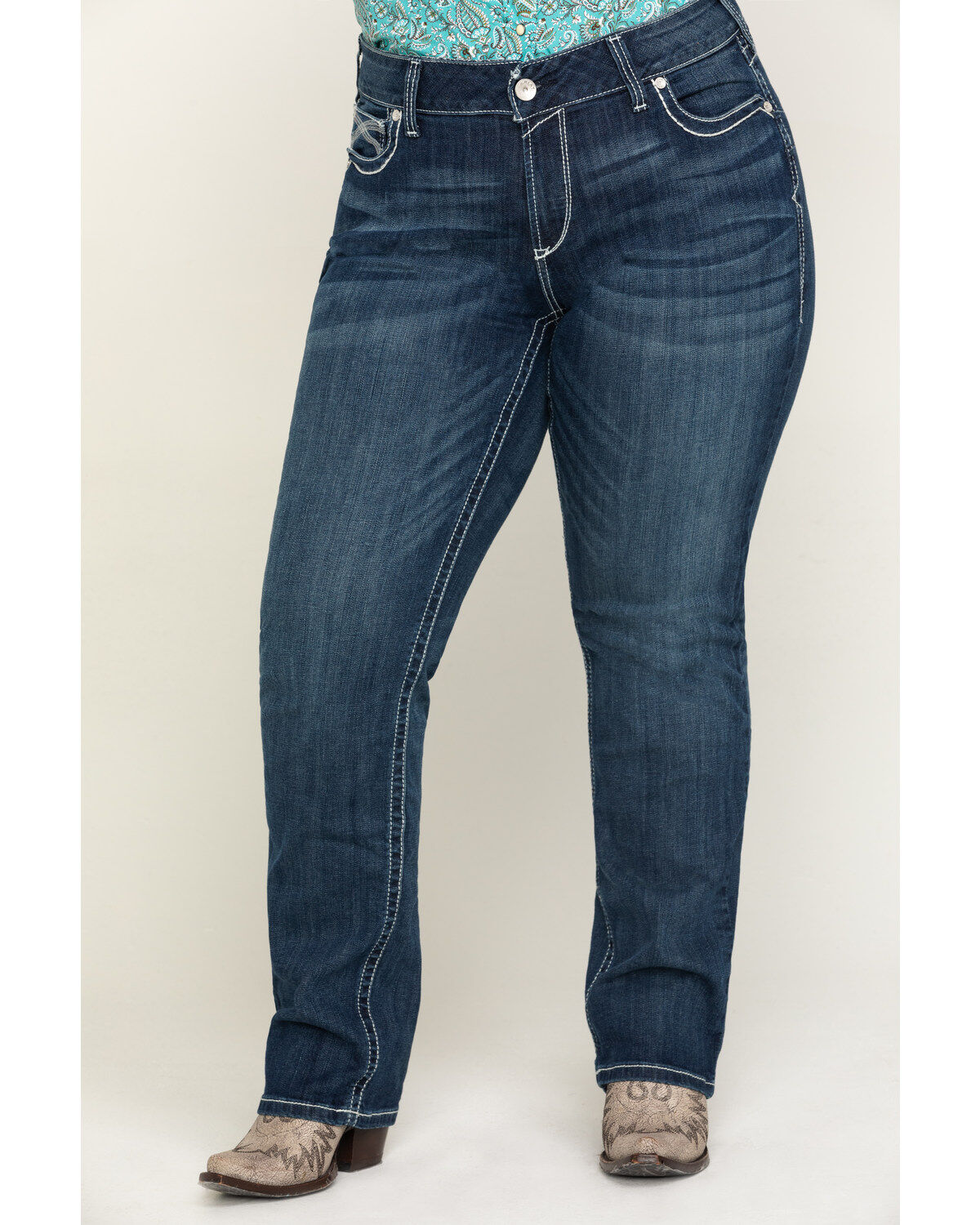 Image #2 - Ariat Women's R.E.A.L. Dresden Ivy Stackable Straight Jeans- Plus, , hi-res