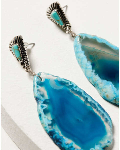 Image #2 - Shyanne Women's Desert Charm Geode Slice Earrings, Silver, hi-res
