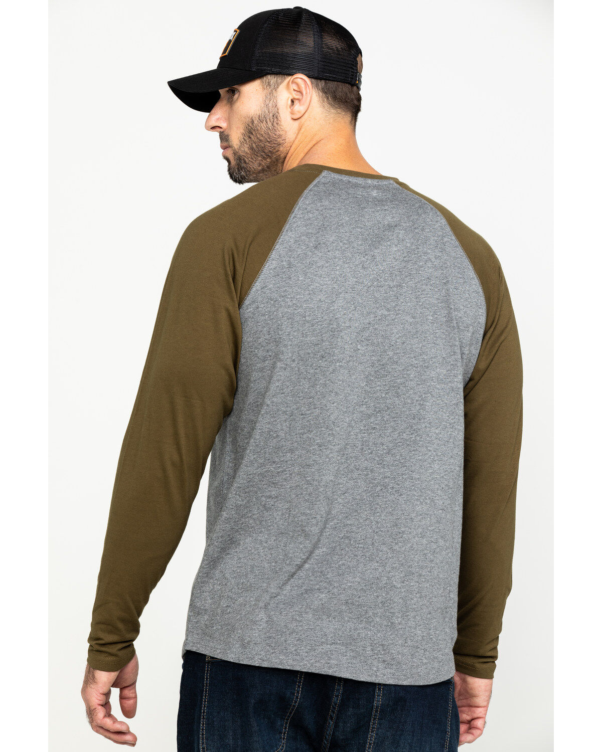 Image #2 - Hawx Men's Olive Baseball Raglan Crew Long Sleeve Work Shirt - Tall, , hi-res