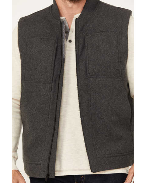Brothers & Sons Men's Buffalo Check Wool Zip Vest, Charcoal, hi-res