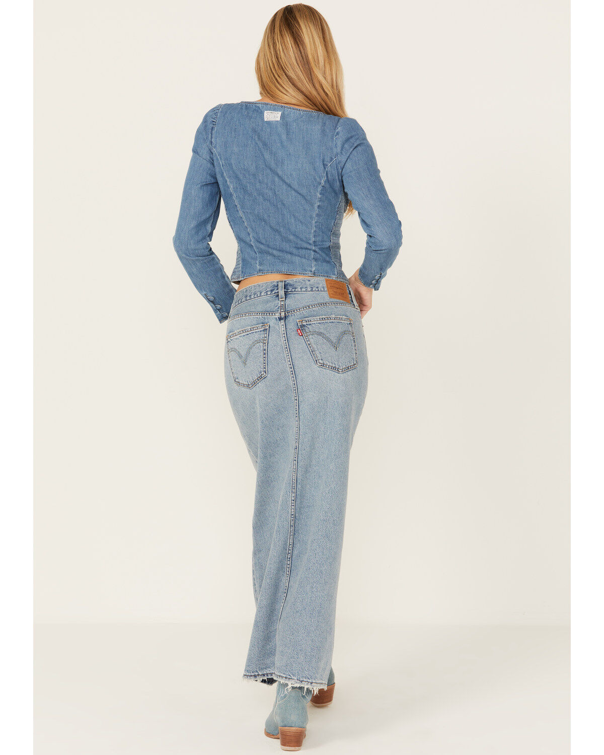 Image #3 - Levi's Premium Women's Ankle Column Denim Skirt, Light Wash, hi-res