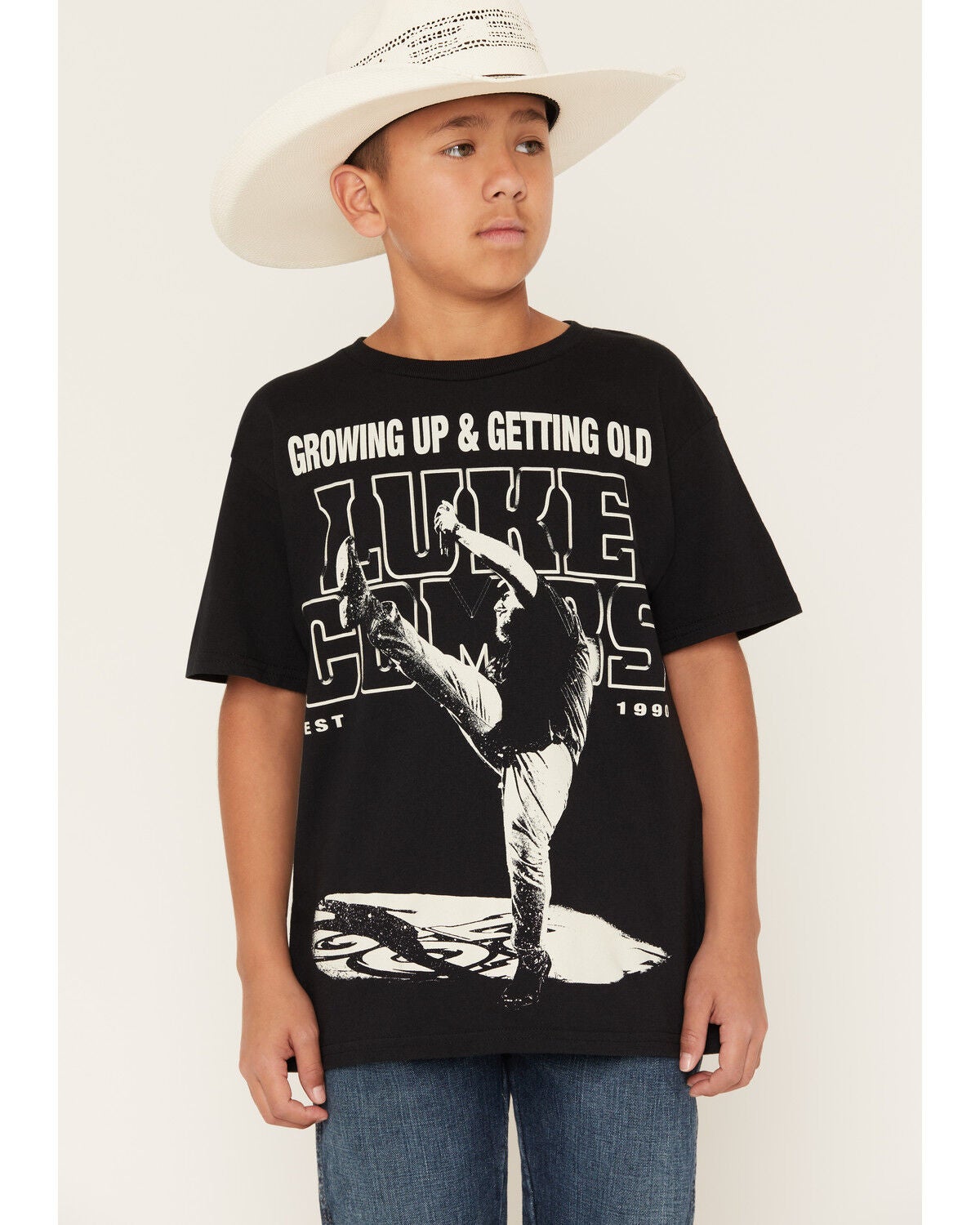 Luke Combs Boys' Concert Short Sleeve Graphic T-Shirt, Black, hi-res