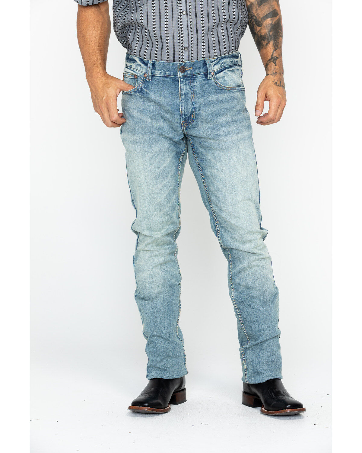 Image #1 - Moonshine Spirit Men's Sutton Decker Slim Straight Stretch Denim Jeans, Indigo, hi-res