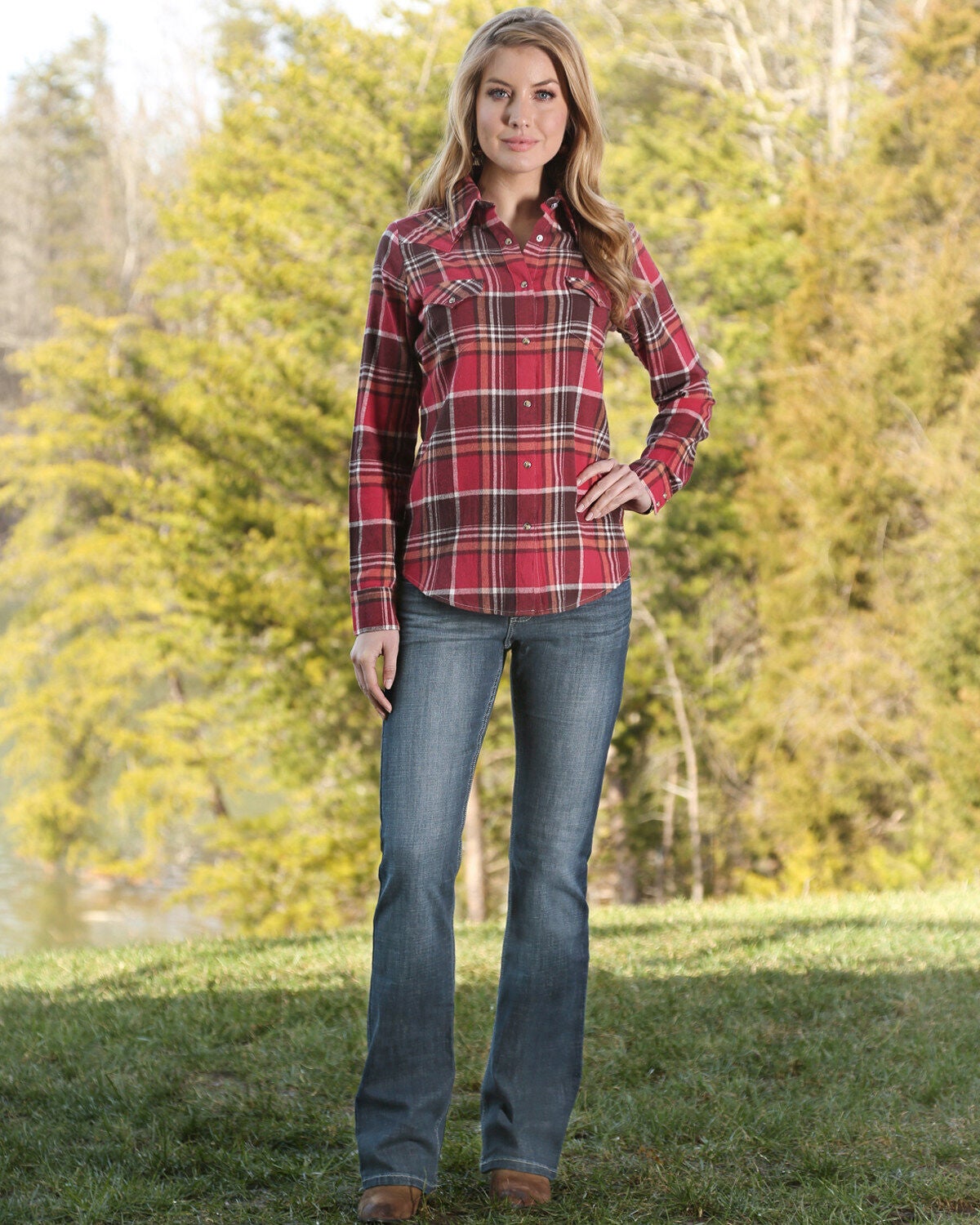 Image #7 - Wrangler Women's Medium Wash Regular Fit Mid Rise Bootcut Jeans, , hi-res