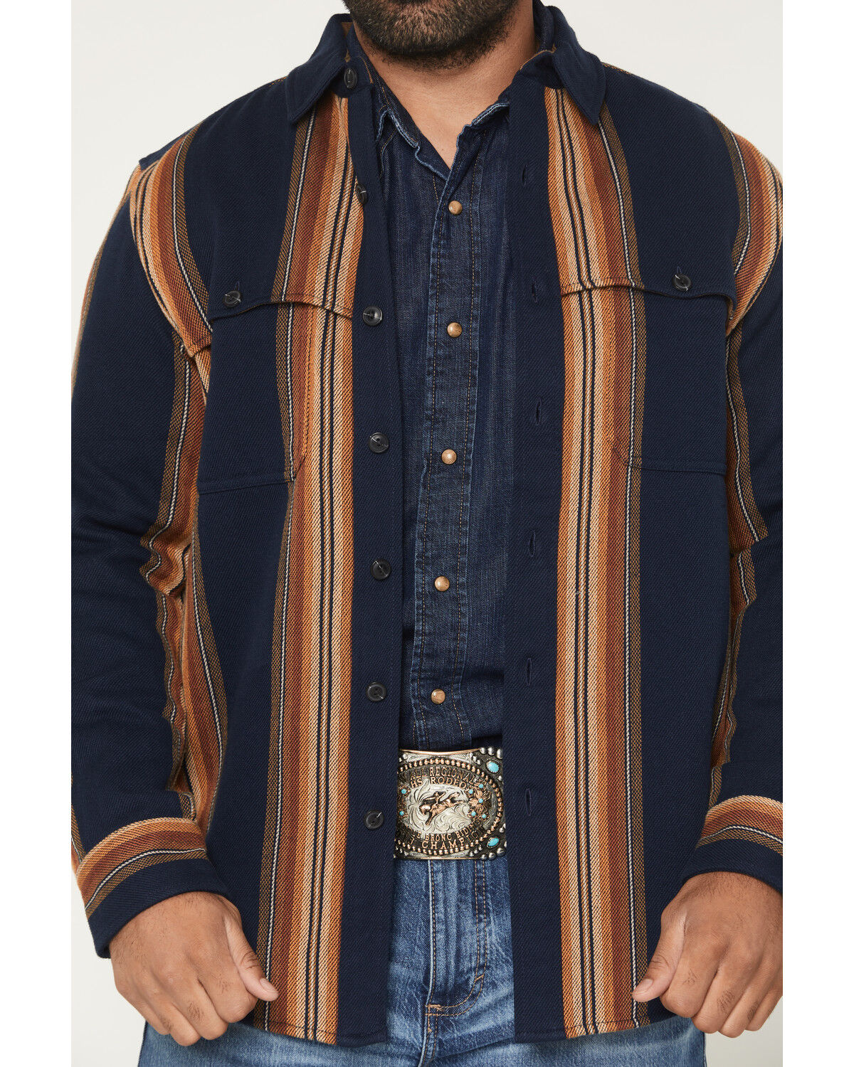 Image #3 - Pendleton Men's Weston Striped Long Sleeve Button-Down Flannel Shirt, Navy, hi-res