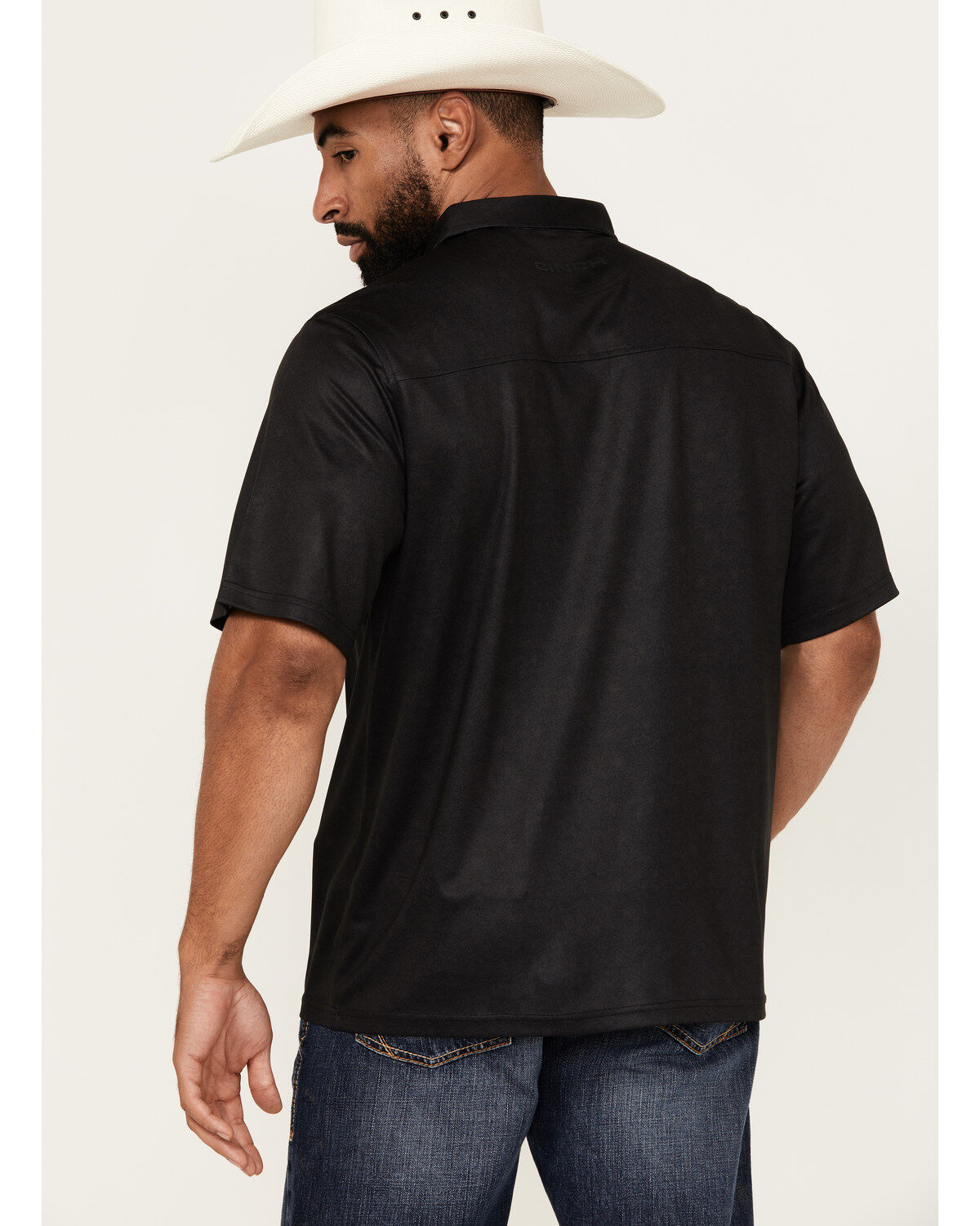 Image #4 - Cinch Men's ARENAFLEX Solid Short Sleeve Polo Shirt, Black, hi-res