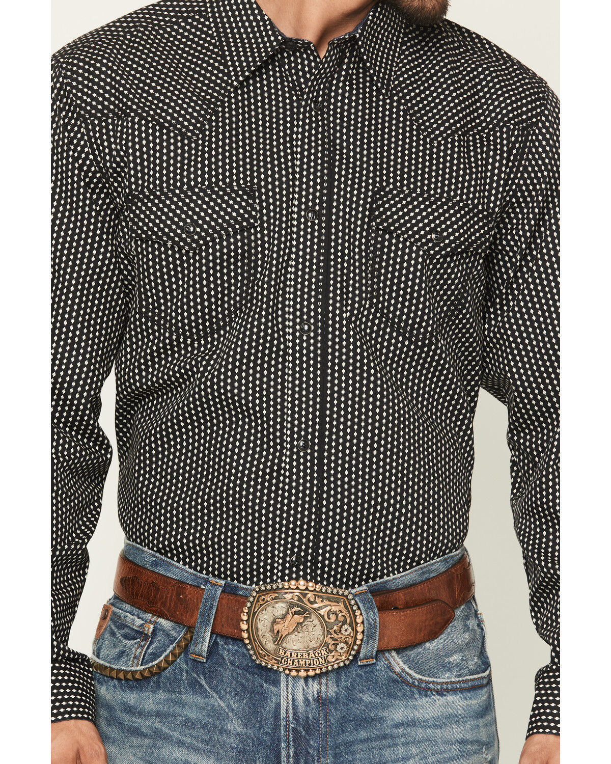 Image #3 - Moonshine Spirit Men's Side Stage Geo Print Long Sleeve Snap Western Shirt, Black, hi-res