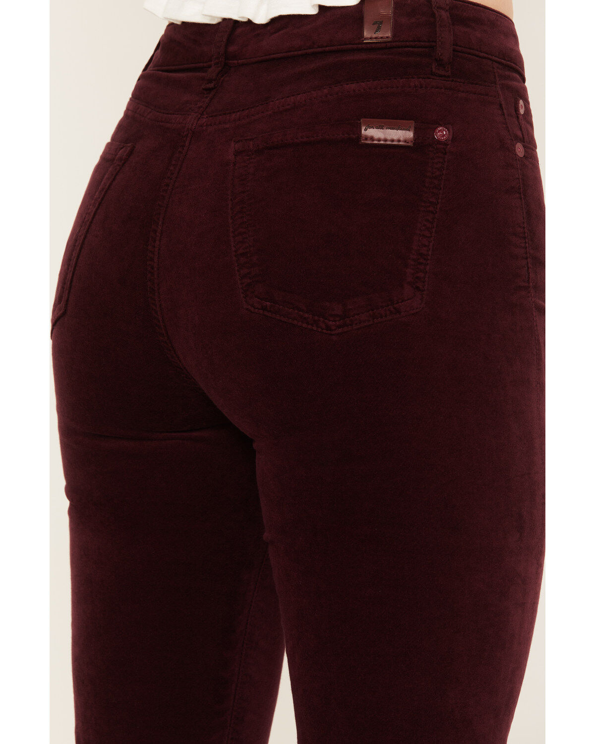 Image #4 - 7 For All Mankind Women's High Rise Velvet Lisha Bootcut Jeans, Burgundy, hi-res