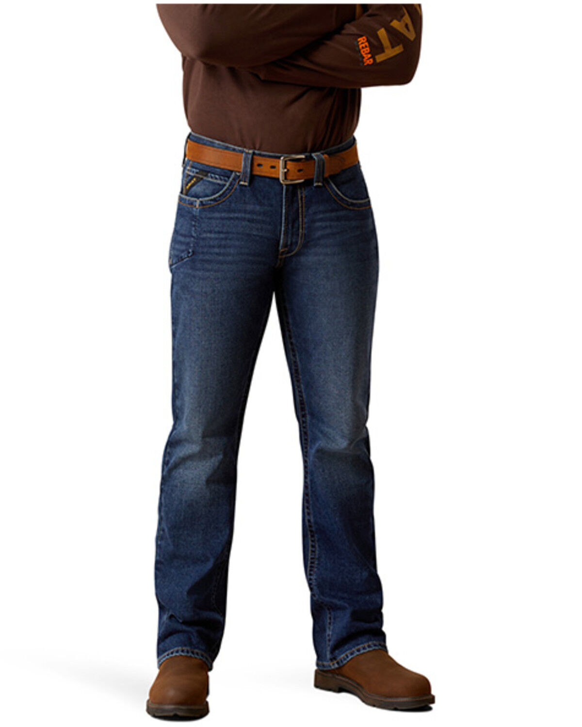 Ariat Men's M4 Rebar Medium Wash Acclimatized Relaxed Bootcut Stretch Denim Jeans