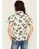 Shyanne Girl's Floral Print Short Sleeve Tie Front Western Snap Shirt, Ivory, hi-res