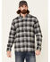 North River Men's Large Plaid Long Sleeve Button Down Western Flannel Shirt , Dark Grey, hi-res