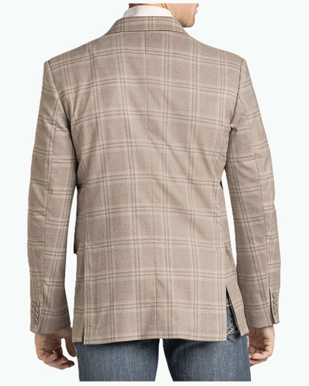 Image #3 - Panhandle Men's Plaid Print Button-Down Sportscoat, Taupe, hi-res