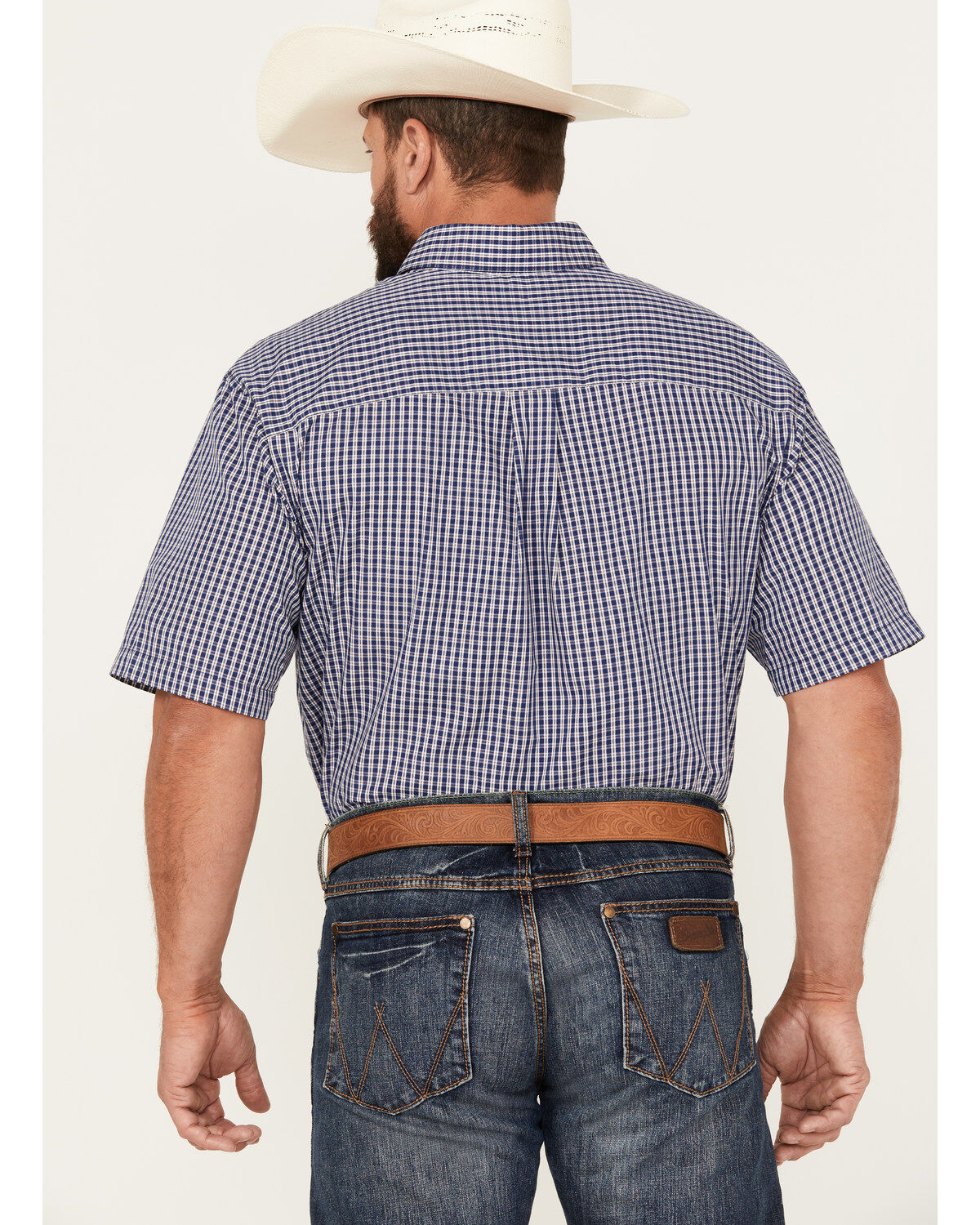 Image #4 - Wrangler Men's Classic Plaid Print Short Sleeve Button-Down Western Shirt - Tall, , hi-res