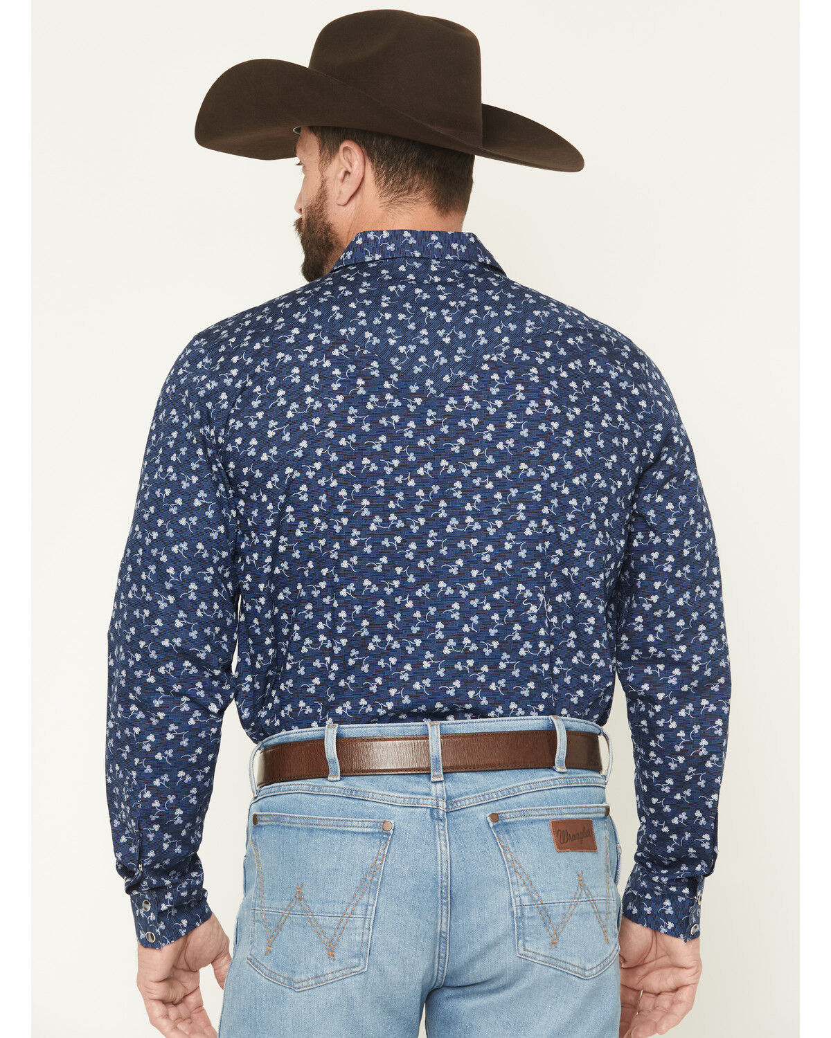 Image #4 - Cody James Men's Tidal Wave Micro Floral Print Long Sleeve Snap Western Shirt, Navy, hi-res