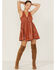 Shyanne Women's Lurex Tassel Southwestern Stripe Dress, Rust Copper, hi-res
