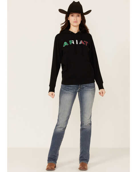 Image #4 - Ariat Women's Black R.E.A.L Mexico Embroidered Logo Pullover Hoodie , Black, hi-res