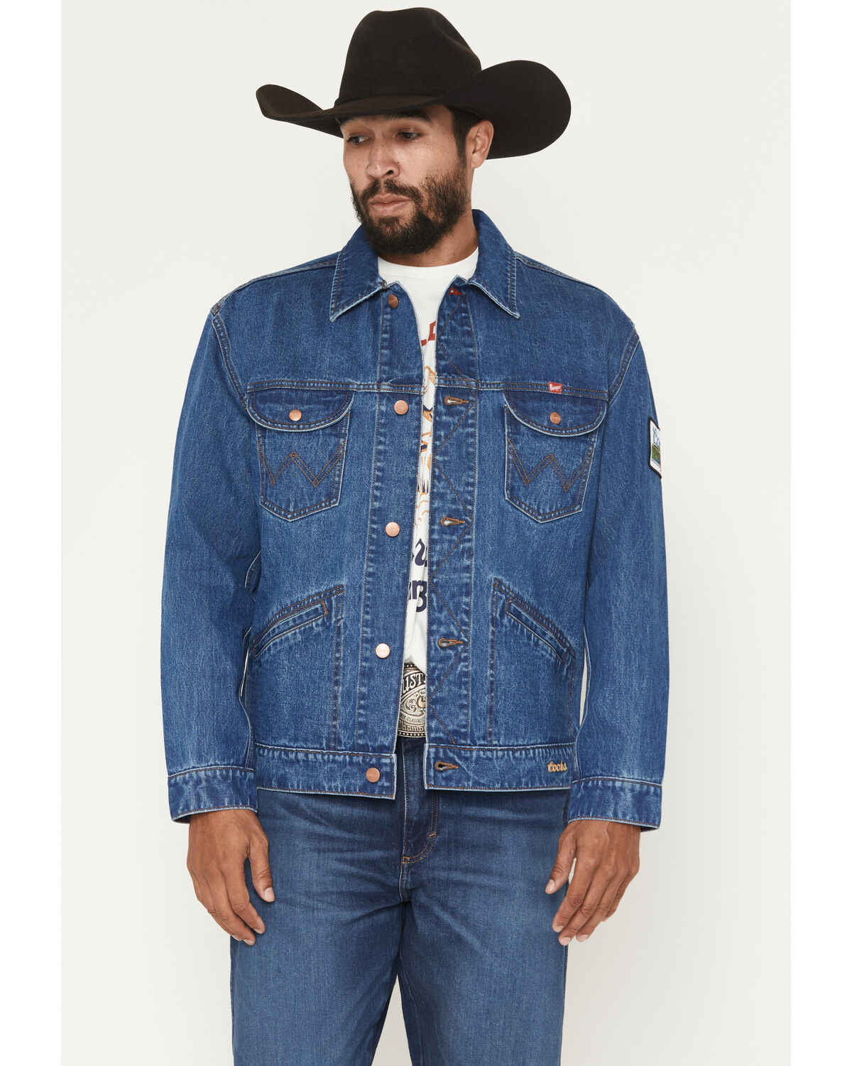 Image #1 - Wrangler X Coors Banquet Men's Denim Western Jacket, Medium Wash, hi-res