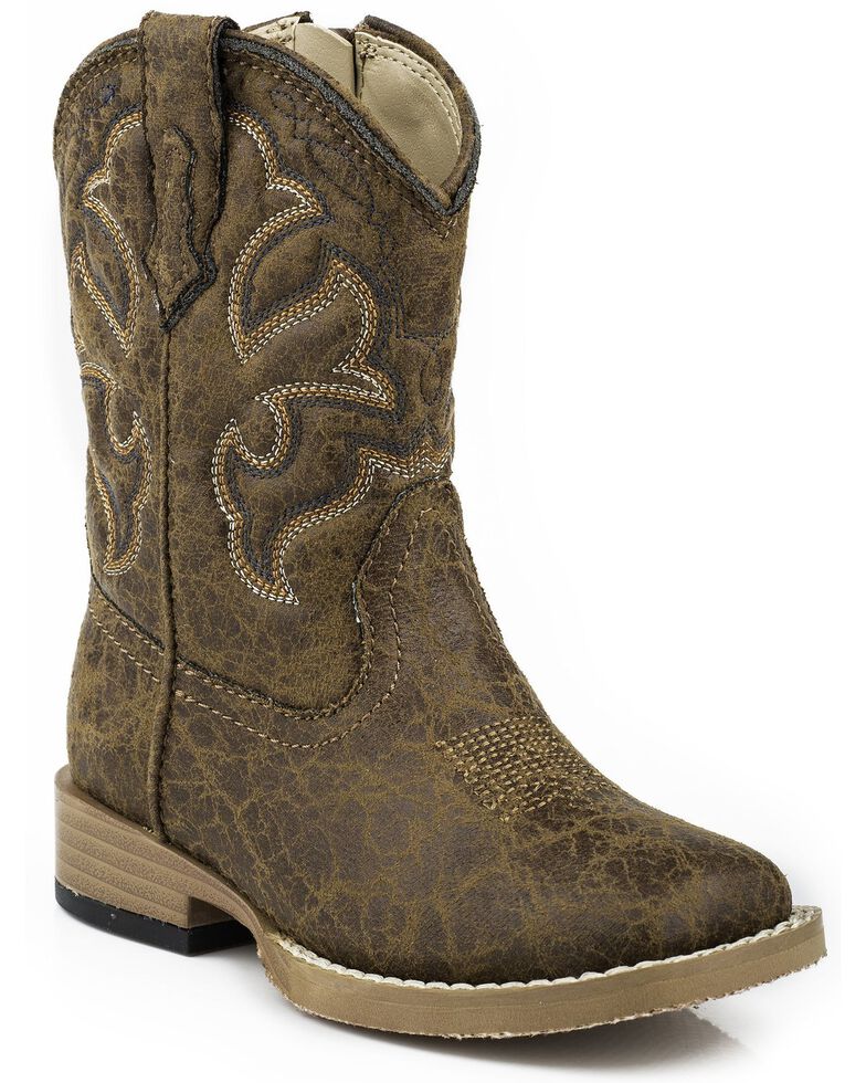 Roper Toddler Boys' Distressed Faux Leather Cowboy Boots Square Toe