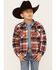Image #1 - Roper Boys' Plaid Print Long Sleeve Flannel Shacket, Red, hi-res