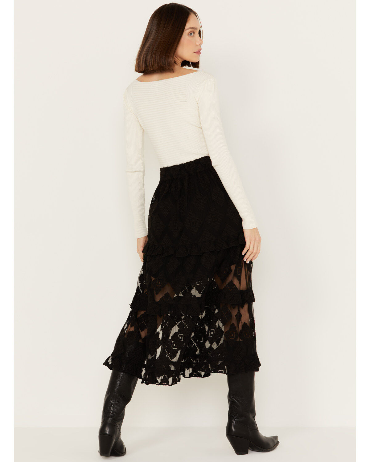 Image #4 - Shyanne Women's Diamond Embroidered Mesh Skirt, , hi-res