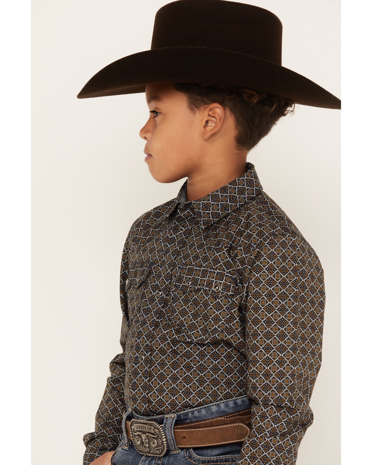Image #2 - Cody James Boys' Big Bucks Geo Print Long Sleeve Western Snap Shirt, , hi-res