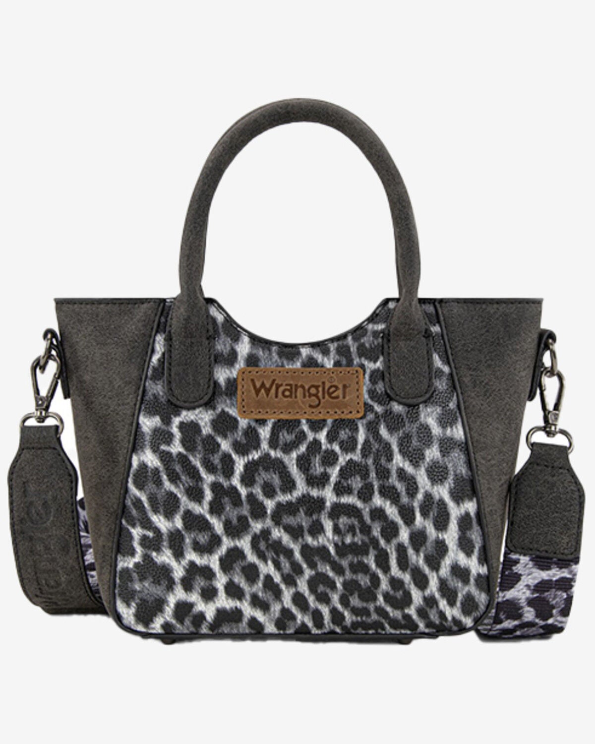 Image #1 - Wrangler Women's Leopard Print Small Crossbody Tote, Black, hi-res