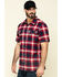 Hawx Men's Bullhead Indigo Plaid Short Sleeve Work Shirt , , hi-res