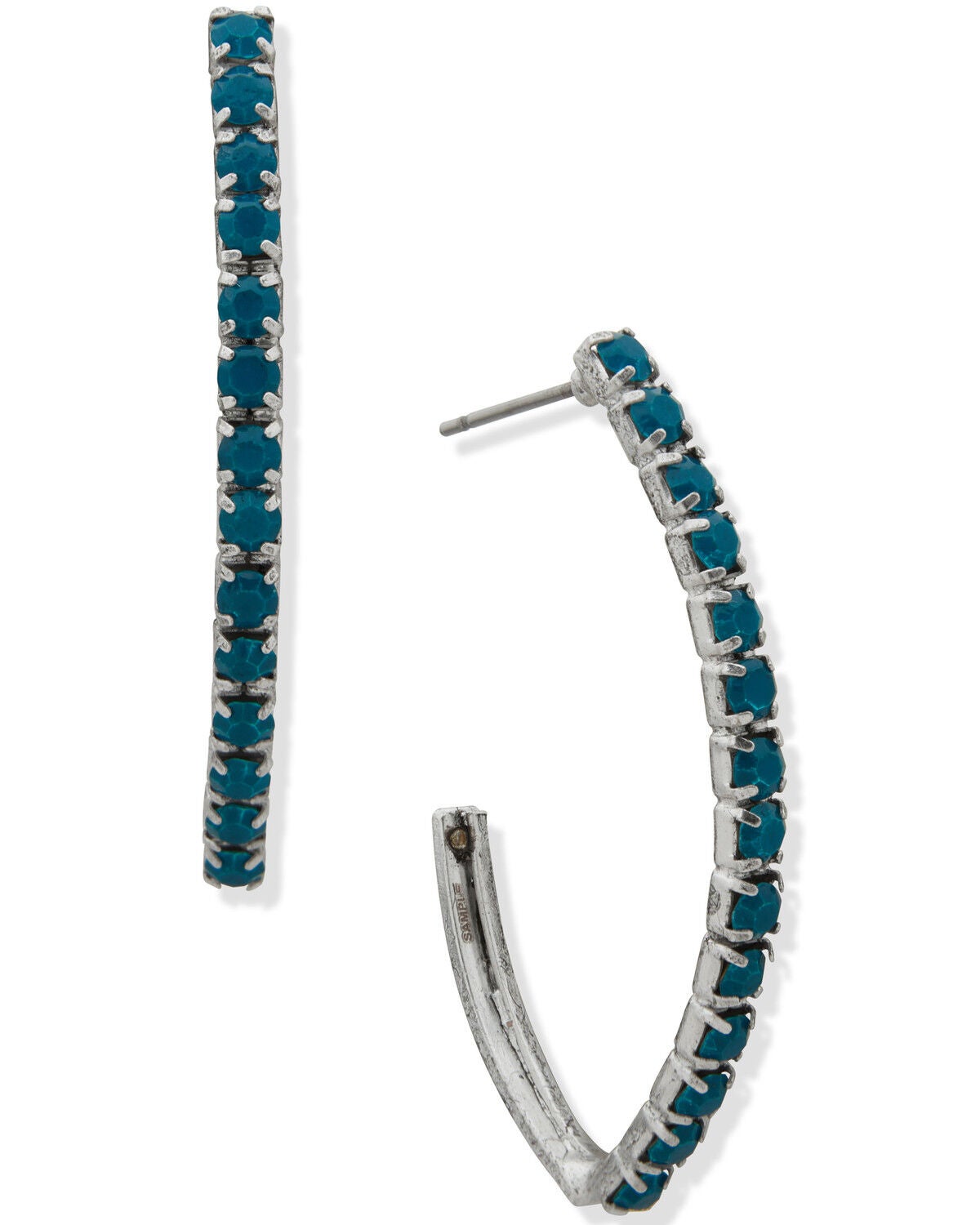 Image #1 - Lainey Wilson Women's Stone Pav&eacute; C Hoop Earrings, Silver, hi-res