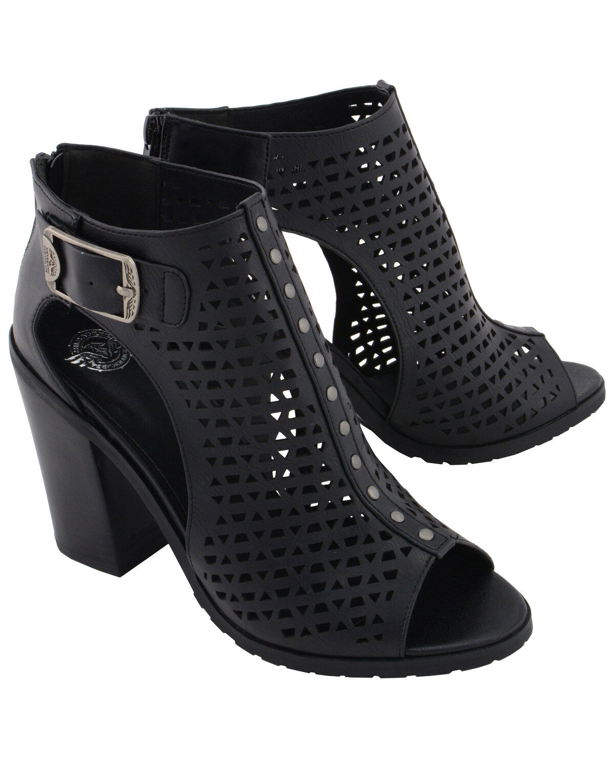 Image #10 - Milwaukee Performance Women's Platform Heel Mesh Top Sandals, Black, hi-res