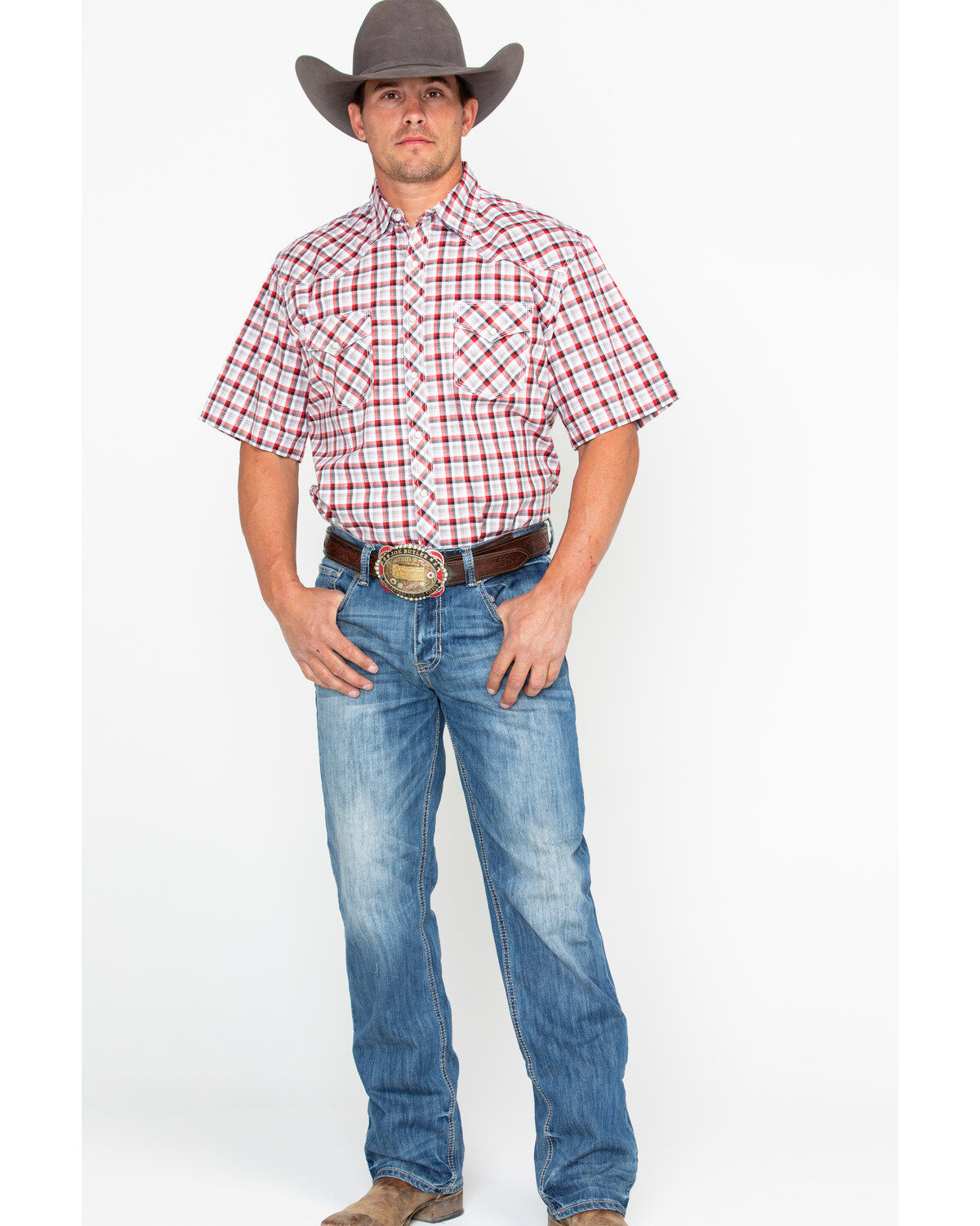 Image #6 - Wrangler 20X Men's Plaid Print Competition Comfort Short Sleeve Snap Western Shirt, , hi-res