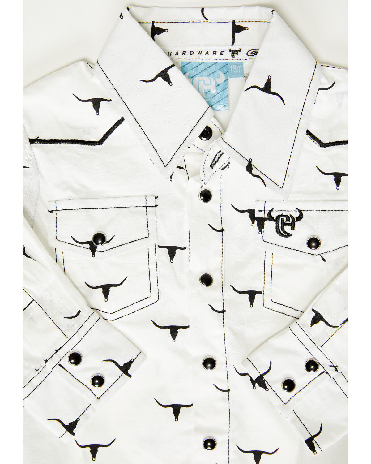 Image #3 - Cowboy Hardware Infant Boys' Skull Scatter Long Sleeve Onesie, White, hi-res