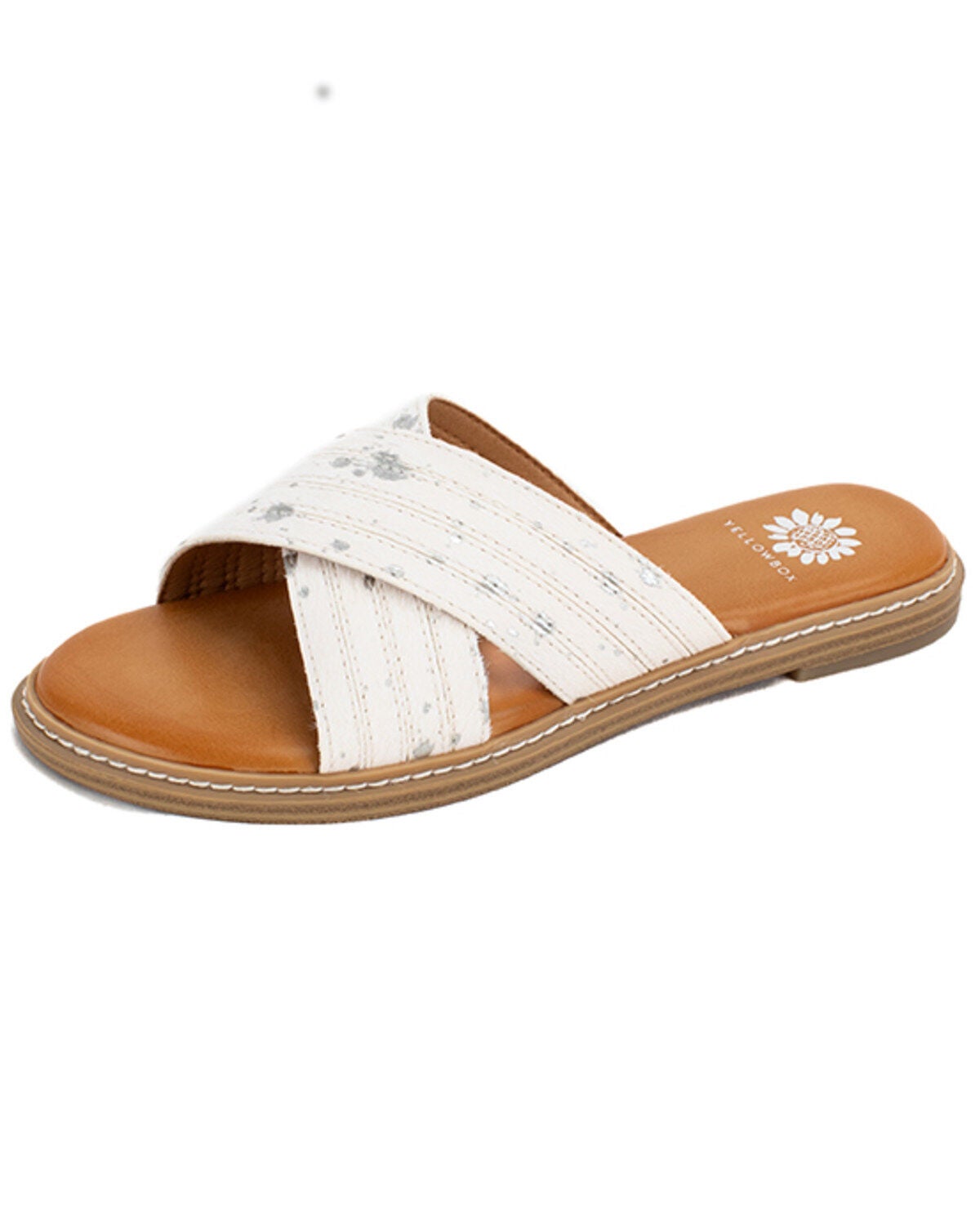 Yellow Box Women's Linta Crossband Slide Sandals, Silver, hi-res