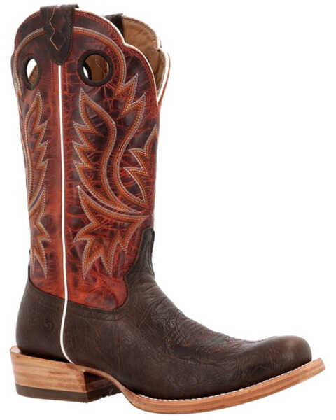 Durango Men's PRCA Collection Shrunken Bullhide Western Boots - Square Toe , Brown, hi-res