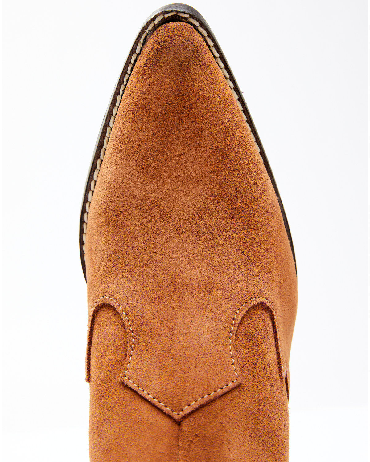 Image #6 - Dan Post Women's Embroidered Inlay Suede Fashion Booties - Snip Toe, Tan, hi-res