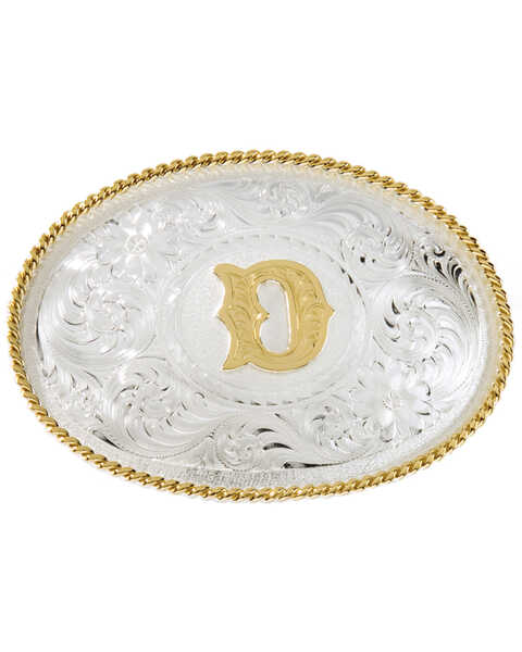 Montana Silversmiths Initial D Western Buckle, Silver, hi-res