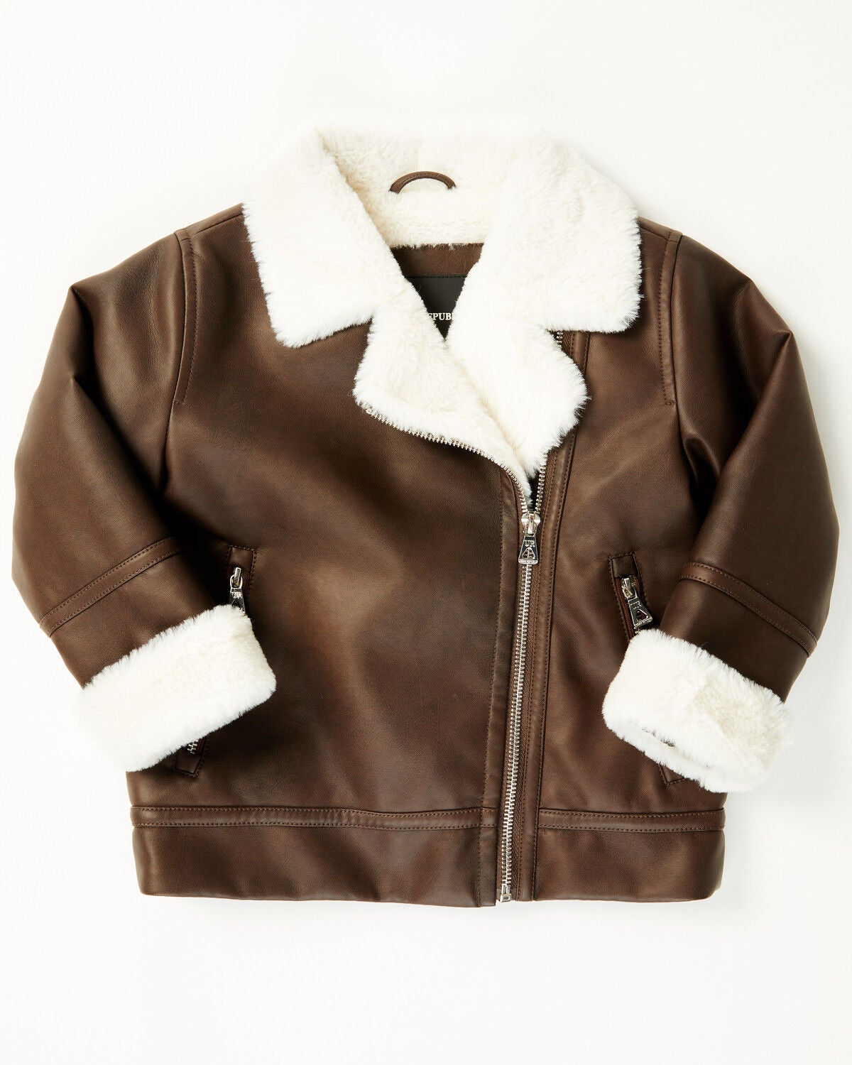 Urban Republic Toddler Girls' Sherpa Lined Moto Jacket, Tan, hi-res