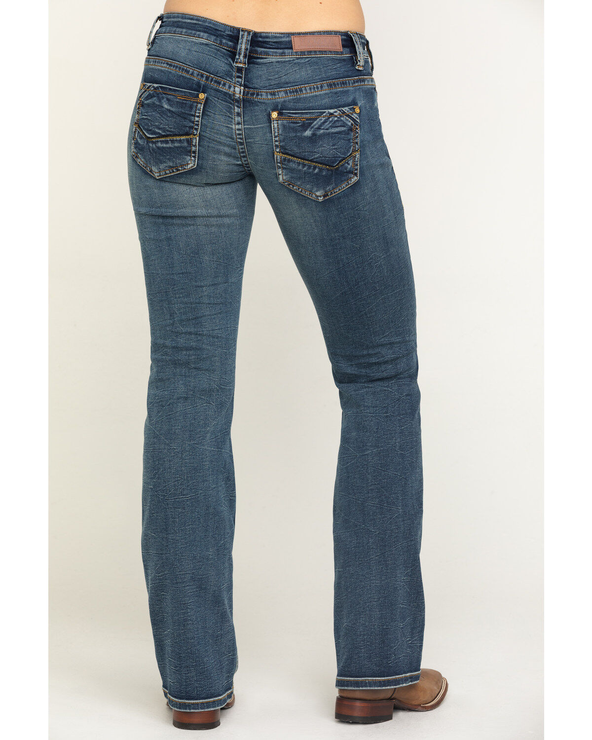 Image #1 - Rock & Roll Cowgirl Women's Vintage Dark Wash Low Rise Boot Riding Jeans, , hi-res