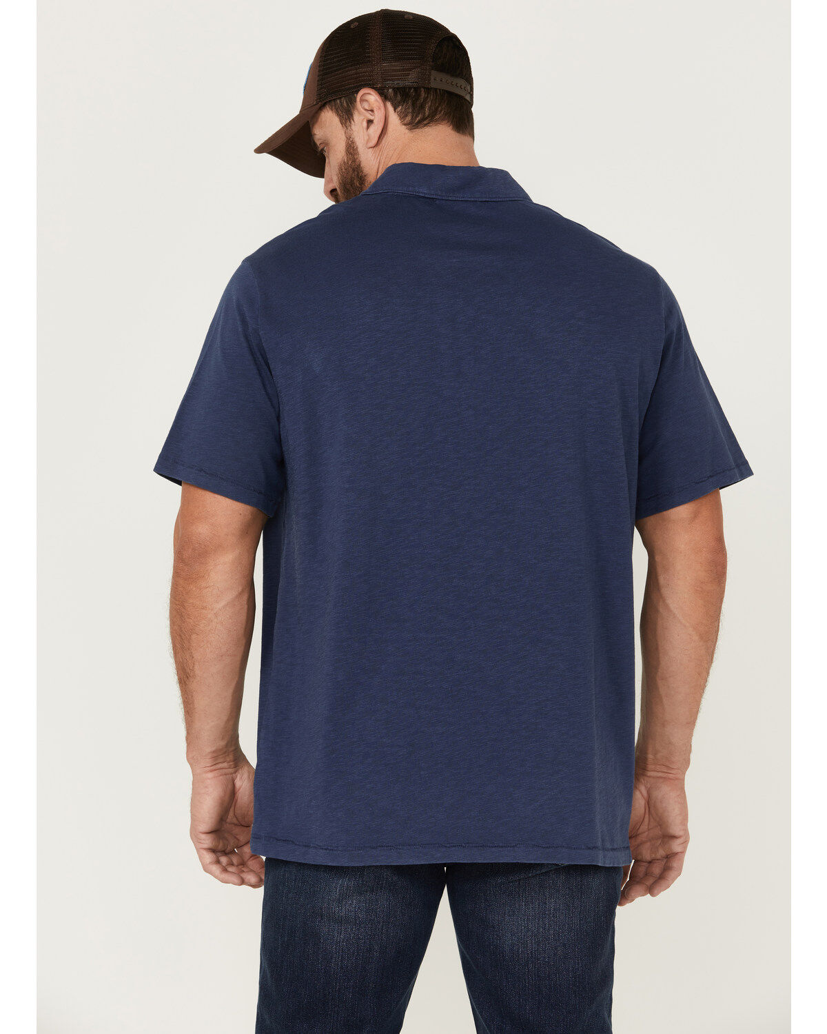 Image #4 - Brothers and Sons Men's Solid Slub Short Sleeve Polo Shirt, Navy, hi-res