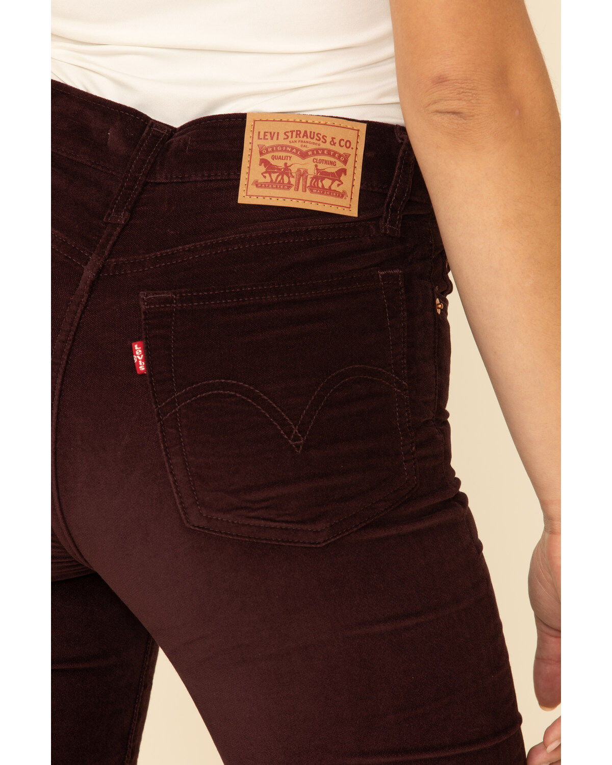 Image #5 - Levi's Women's Moleskin High Rise Wedgie Skinny Jeans, Burgundy, hi-res