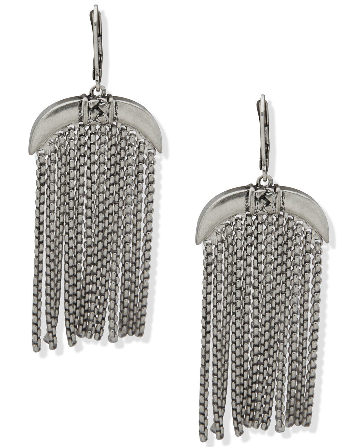 Lainey Wilson Women's Linear Chain Fringe Earrings, Silver, hi-res