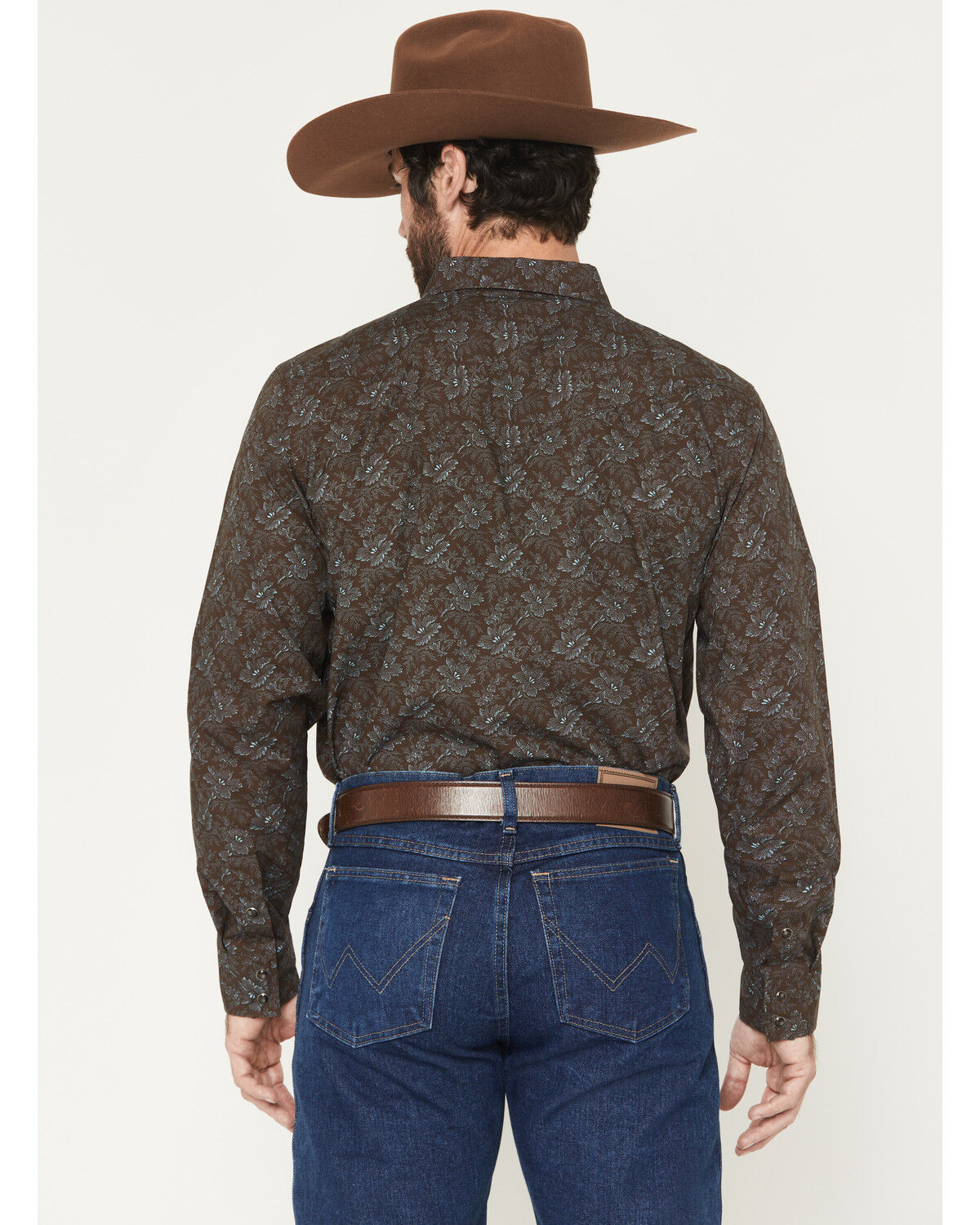 Image #4 - Gibson Trading Co Men's Groovin Floral Print Long Sleeve Snap Western Shirt, Dark Brown, hi-res