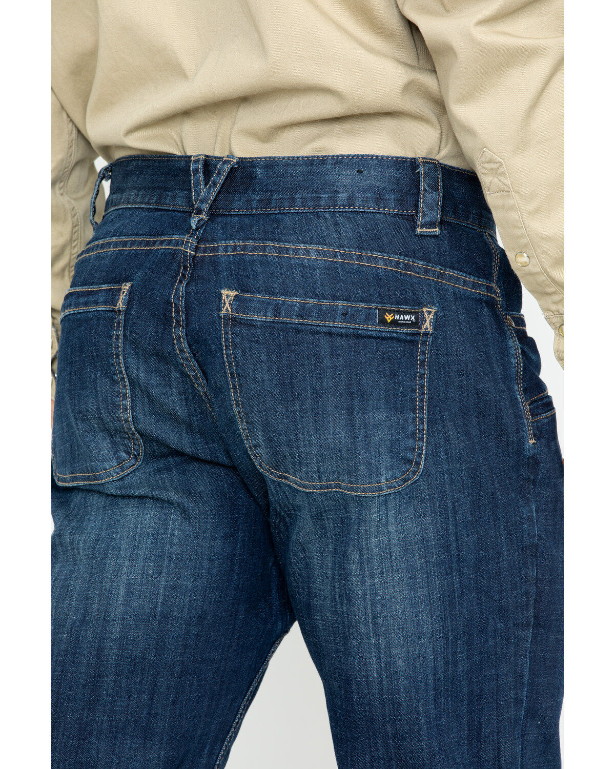Image #3 - Hawx Men's Medium Dark Wash Stretch Work Denim Jeans, Indigo, hi-res