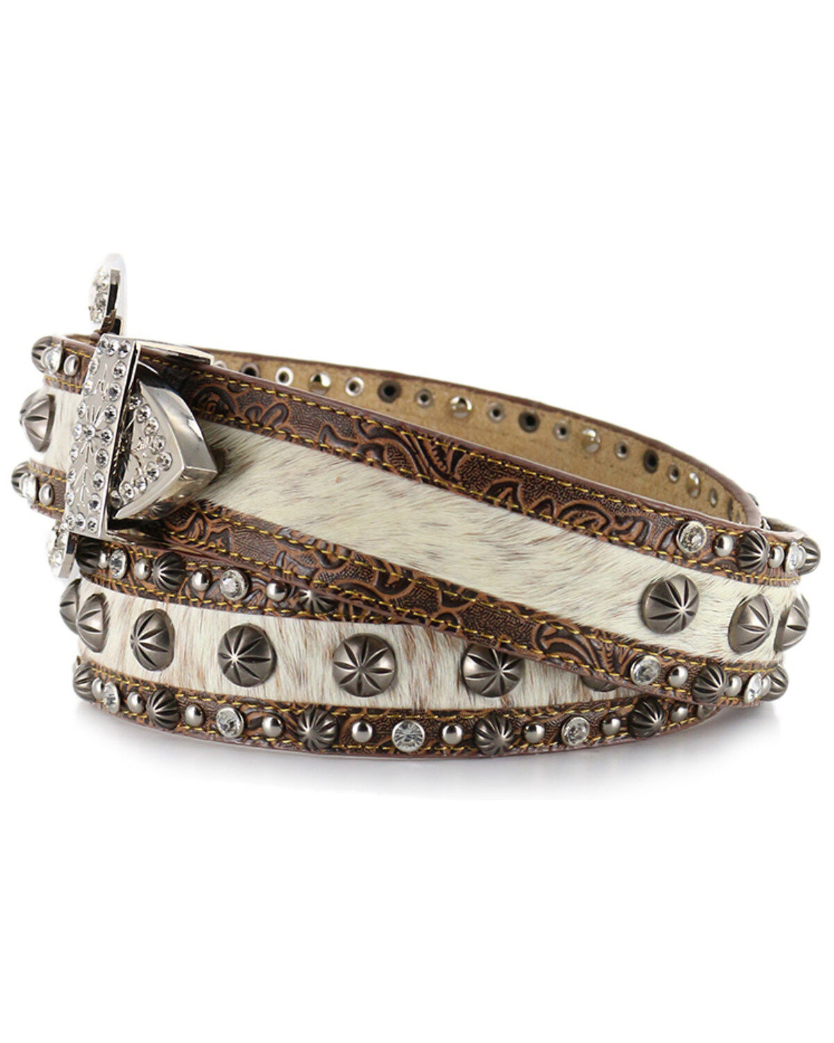 Image #4 - Angel Ranch Women's Hair-On Hide Concho Belt, , hi-res
